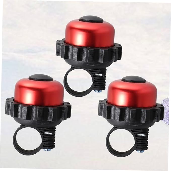 PRETYZOOM Rotating Cycle Bell Loud Bike Horn, 3pcs Red Vintage Bicycle Bell Accessories for Cycling Outdoor Recreation