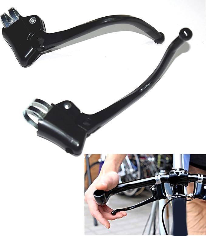 Keenso Brake Lever, Bent Design Handlebar Brake Lever, Metal Alloy Construction, Quick Installation, Retro Style, Fixed Gear Bikes, City Commuters, Mountain Bikes, Folding Bikes