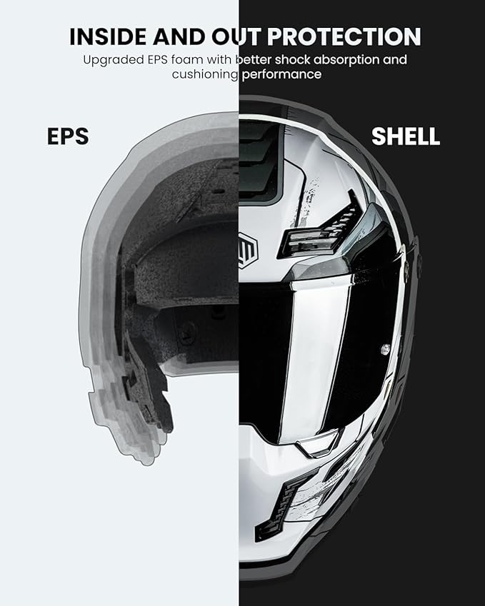 ILM Motorcycle Helmets for Adult Men Women Full Face DOT ECE Powersports Dual Visor Street Racing Helmet with Pinlock Cascos para Motos Model MF509 (Cyborg Gray, M)