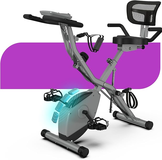 Folding Exercise Bike for Seniors, 5 IN 1 Foldable Stationary Bike with Tri-Position Ride, 300LBS Capacity and 6.6 LBS Magnetic Flywheel, Designed for Home Workout