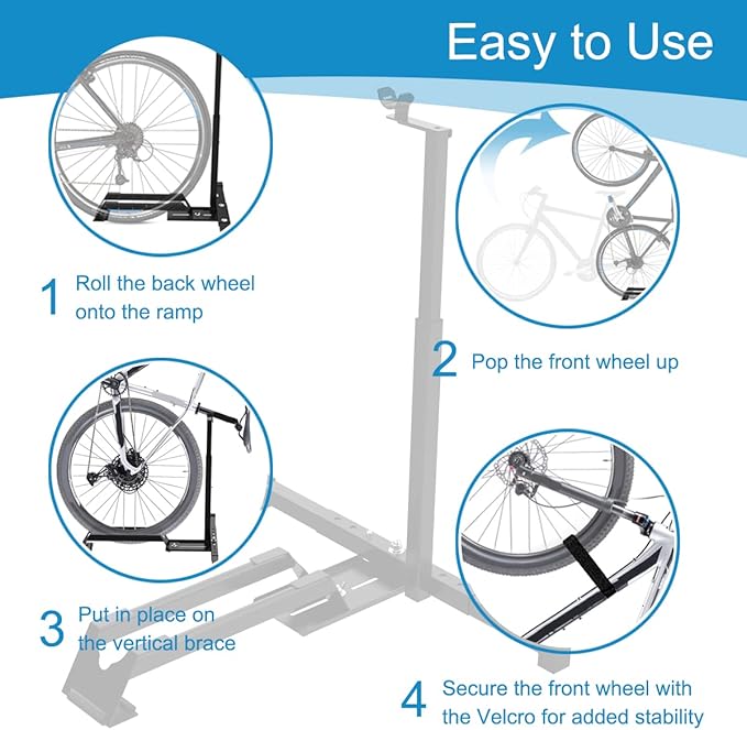 Qualward Vertical Bike Stand Floor Bicycle Rack Adjustable Upright Design, Space Saving for Living Room, Bedroom and Garage
