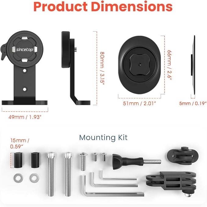 sincetop Bike Phone Holder, Aluminum Out-Front Bicycle Stem/Handlebar Phone Mount - 1S Quick Lock and Release Bicycle Phone Holder Universal for MTB Road Mountain Bikes, Action Cameras, Bike Lights