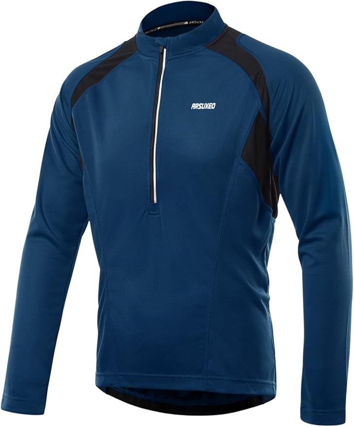 ARSUXEO Men's Half Zipper Cycling Jerseys Long Sleeves Mountain Bike Shirts 6031