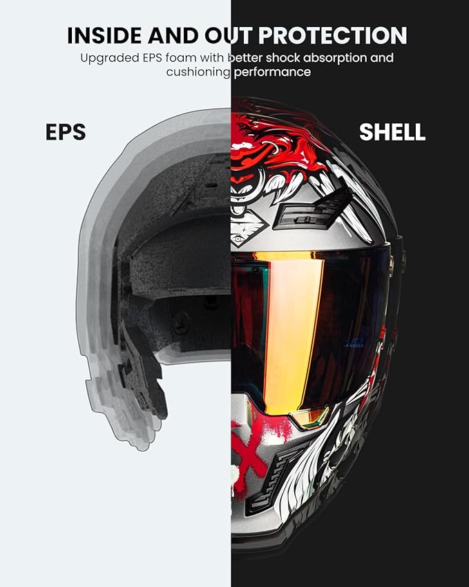 ILM Motorcycle Helmets for Adult Men Women Full Face DOT ECE Powersports Dual Visor Street Racing Helmet with Pinlock Cascos para Motos Model MF509 (Ronin Red, S)