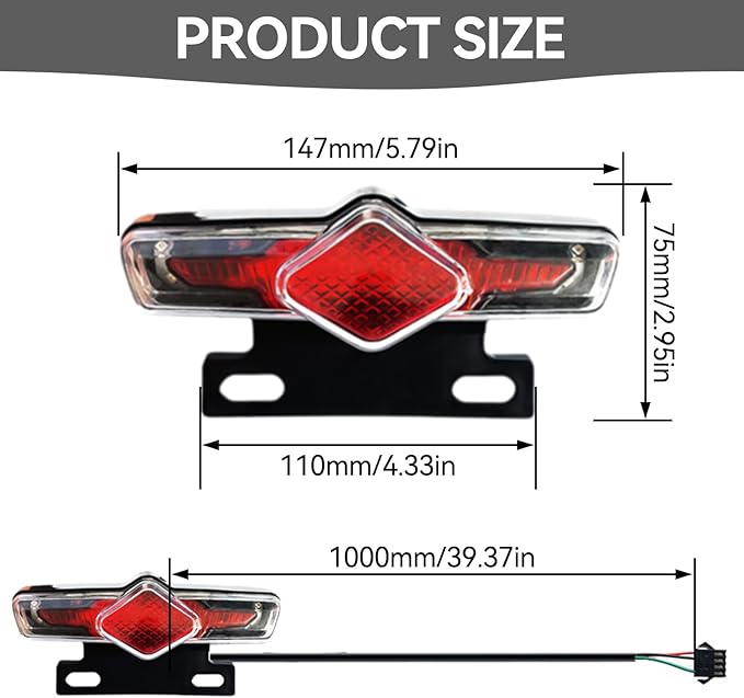 Ebike Headlight and Tail Light Sets, Ebike Light Kit Front Rear Warning Lights with Turning Light, Brake Light, Horn for Riding Cycling