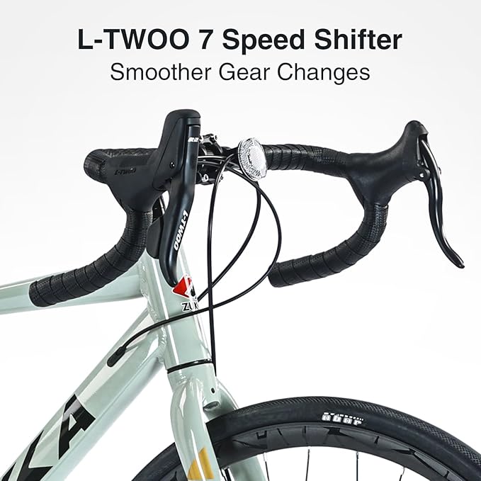 Road Bike for Men & Women, 7-Speed Aluminum Alloy Frame Bicycle, 700x28C Wheels, Double Disc Brakes, Lightweight Commuter Bike for Adults, Drop Bar Urban Adult Sport Bicycle
