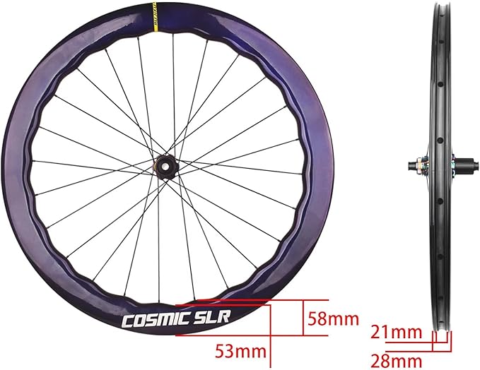 Carbon Road Bike Wheelset, 700C Bicycle Center Lock Disc Brake 6 Bolt Hub Wave Rim Wheels, for Long-Distance Riding
