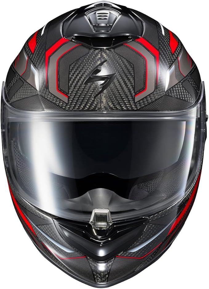 ScorpionEXO ST1400 EVO Carbon Fiber Full Face Sport Touring Street Motorcycle Helmet - Bluetooth Ready Speaker Pockets DOT ECE Hex (Gloss Red - Large)