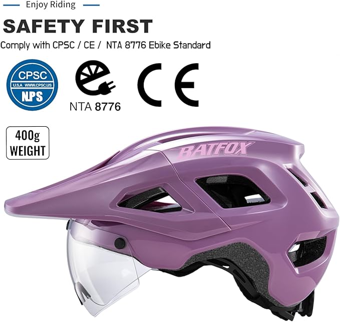 BATFOX NTA 8776 E-Bike & Mountain Bike Helmet for Adults Youth, E-MTB Cycling Helmet for Men Women (52-60CM)