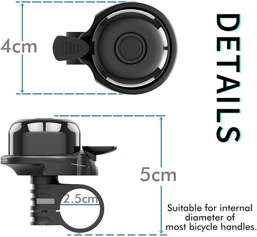2 Pack Classic Bike Bell, Bicycle Bell Loud Crisp Clear Sound Bicycle Bike Bell City Bike BMX Bike Sports Bike for Adults Kids Right Hand/Left Hand Use