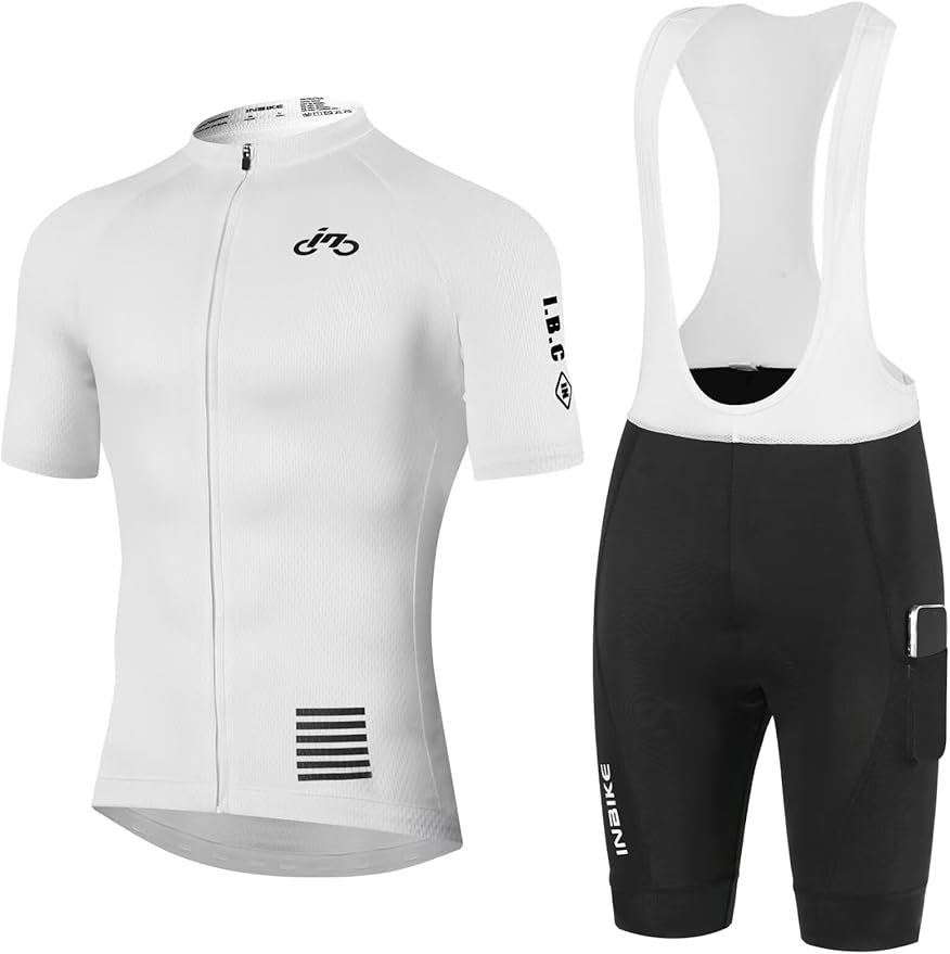 INBIKE Cycling Jersey Mens Set Reflective Breathable Biking Outfit Quick-Dry Bib Bicycle Jersey with 3D Padded Shorts