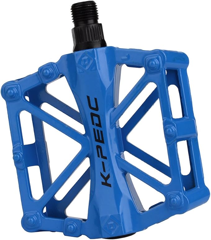 Aluminium CNC Bike Pedals 9/16", Lightweight Mountain Road Bike Pedal with 16 Anti-Skid Pins Bicycle Pedals for MTB BMX
