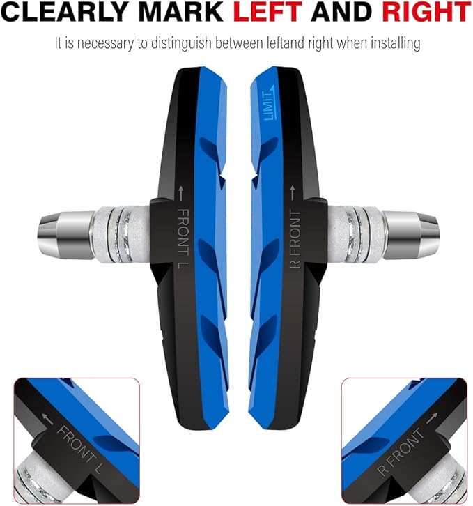 CNC 2 Pairs Bicycle V-Brake Pads, Bike 70mm V Brake Blocks Set, Cantilever Brake Pads Shoes for Mountain/Road/Kids/MTB/Children's/Cycle Bike Rim.