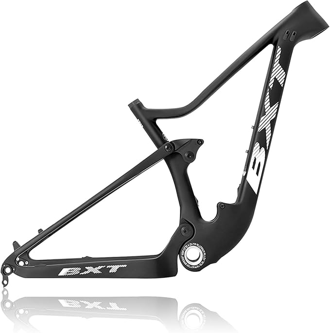 29er Full Suspension Mountain Bike Frame 16/17/19/21inch Carbon Disc Brake Bike Frame XC Soft Tail Enduro Frame Thru-Axle 12 * 142MM/Quick Release 9 * 135MM Travel 100mm(Matte Black,29 * 17")