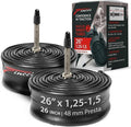 Fincci Bike Tire Tubes 26x 1.25 x 1.35 x 1.4 x 1.5 with Presta-Schrader Valve – Pair Durable 26 Inch Bike Tube - Reliable Air Retention 2X Tubes for Mountain, MTB, Road, XC, Cruiser Bikes