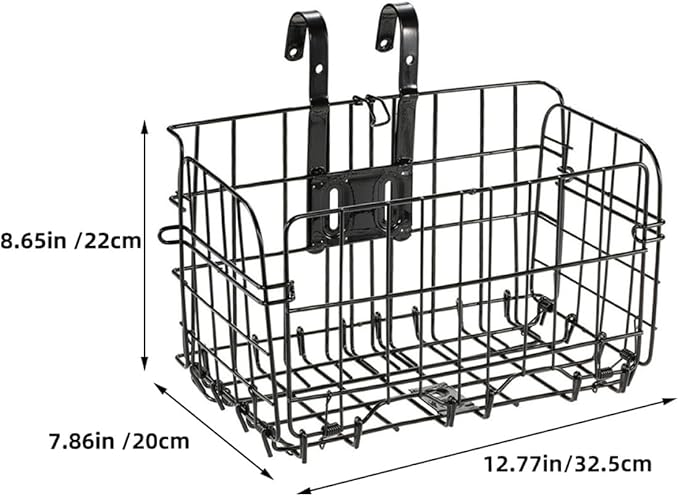 SUPVOX Bike Basket Front and Rear Folding Bicycle Basket, Black 990g Lightweight Portable Handlebar Storage for Mountain and City Bikes, Sturdy Cycling Accessory for Outdoor Riding