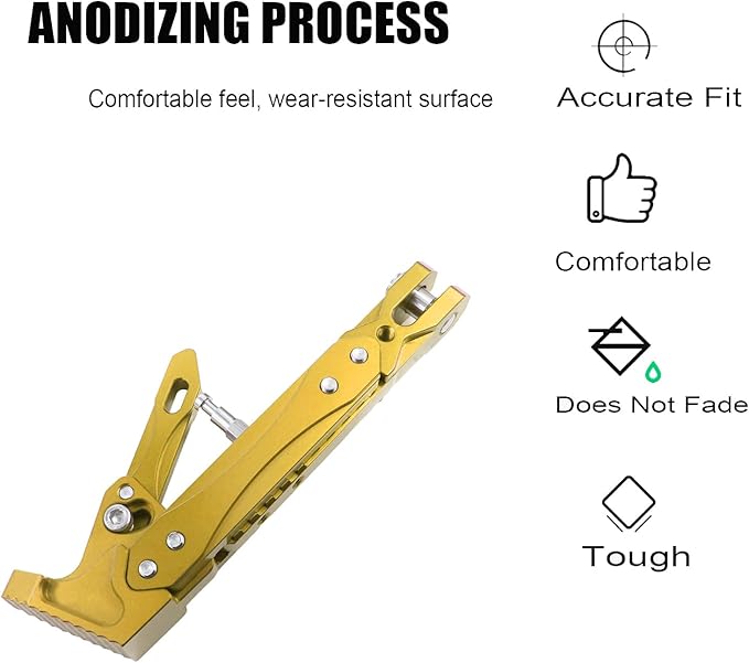 Universal CNC Aluminum Alloy High Quality Motorcycle Adjustable Kickstand Accessories Motor Scooter Modified Tripod Holder Kickstand Foot Side Support Stand Dit Pit Bike (gold)