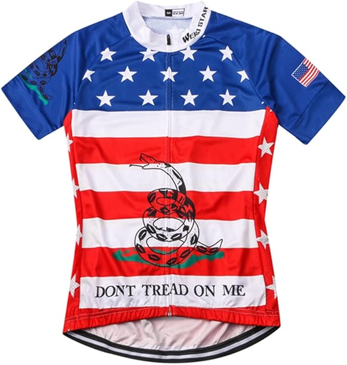 Weimostar Men's USA Cycling Jersey Short Sleeve Biking Shirts Breathable with Pockets
