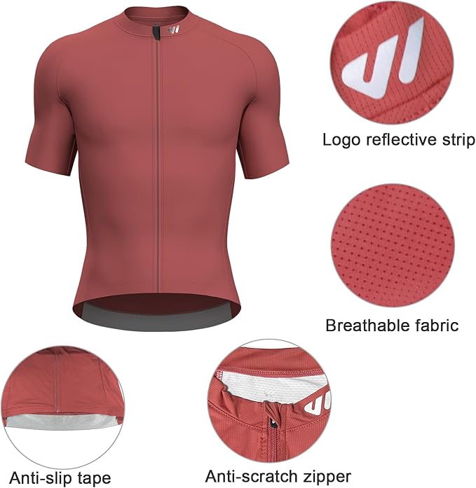 Lo.gas Cycling Jersey Men Short Sleeve, Road Bike Jerseys Full Zipper with Pockets, Bicycle Clothing Breathable Quick Dry