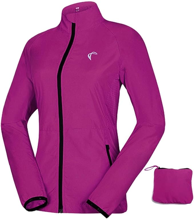 Women's Packable Windbreaker Jacket Resistant Convertible Cycling Running Jacket Lightweight Windproof Water