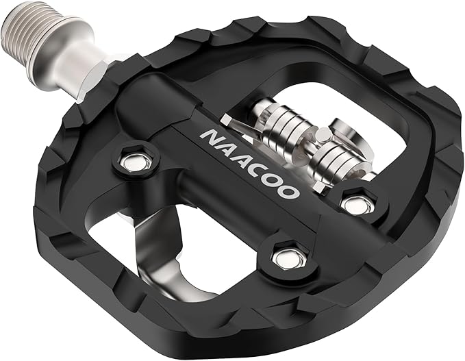 NAACOO Bike Pedals Dual Platform Compatible with Shimano SPD Mountain Clipless Pedals,3-Sealed Bearing Lightweight Bicycle Pedals for Outdoor Spin Exercise Peloton Fit Trekking Bike