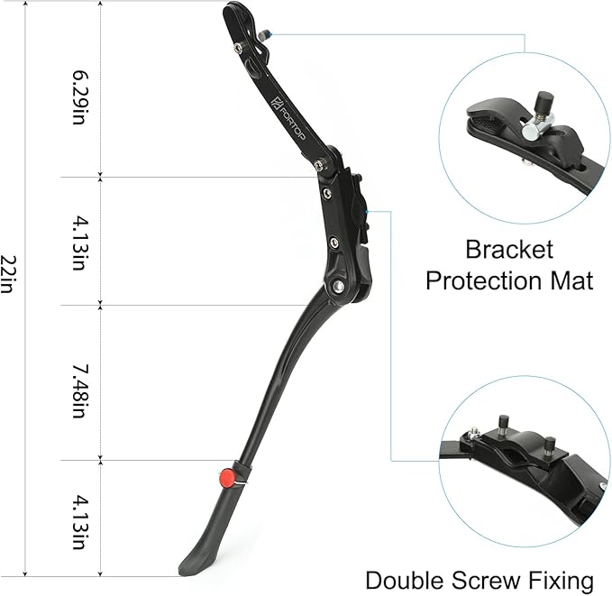 Bike Kickstand for Adult Bikes, Heavy Duty Adjustable Bicycle Kickstand, Fits 24–29 Inch Mountain & Road Bikes