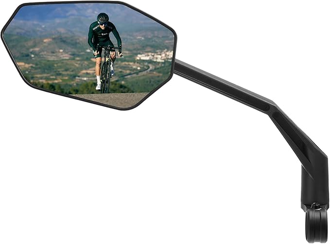 ROCKBROS Bike Mirror 360°Adjustable Bike Mirror for Handlebars HD Glass Lens Anti-glare Rotatable Bar End Rear View Mirror for Bike Ebike Motorcycle (Carbon Fiber - Right)
