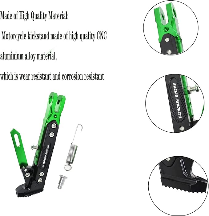 Universal Motorcycle Kickstand Accessories Motor Scooter Modified CNC Aluminum Alloy Adjustable Tripod Holder Kickstand Foot Side Support Stand Motor Scooter Motorbike Motocross Dit Pit Bike