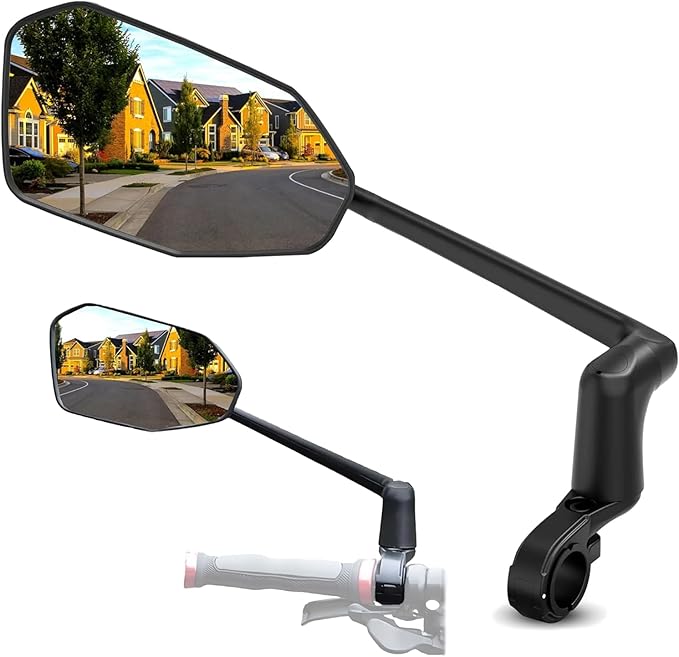 Xnito Handlebar Bike Mirror 1-Pcs, Large HD Field Of Vision, Aluminum Alloy Bike Mirror Handlebar Mount, Adjustable and Rotatable, Anti-shake Bicycle Rear View Mirror, Ebike accessories (Left)