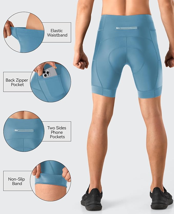 Niksa Men's Performance Cycling Shorts with 3D Pad, Road and Mountain Breathable Quick-Dry with 3 Pockets Bike Shorts