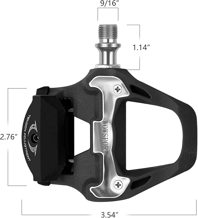 WOWSPORT SPD-SL Road Bike Pedals - Lightweight Clipless Pedals with 3-Bolt Cleats, Sealed Bearings & Nylon Composite | Shimano SPD SL Compatible