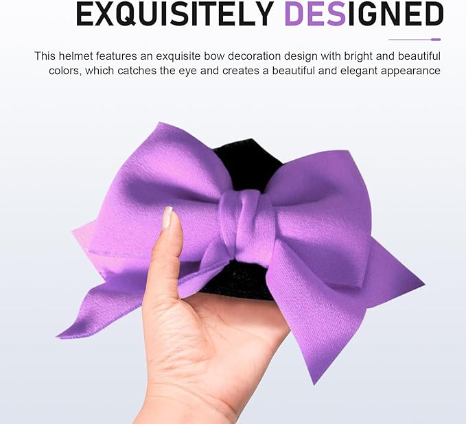2 PCS Bow Cat Ears Helmet Decorations, Cute Plush Cat Ears Helmet Decor, Fun Detachable Decorative Accessories for Helmets, Universal for Motorcycle Bicycle Scooter Helmets (Purple)