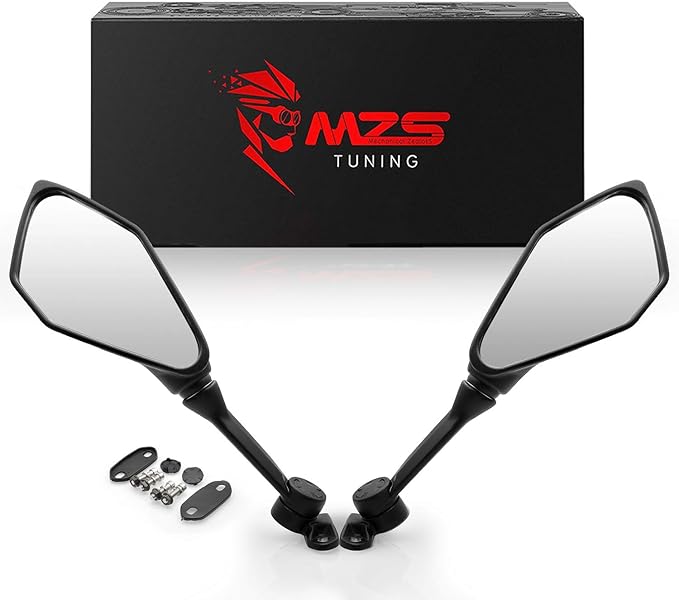 MZS Racing Motorcycle Mirrors, Rear View Side Fairing Mirror Black Compatible with EX 500 2024 / ZX6R ZX-6R 2013-2022 / EX300 ABS 2013-2018 / EX 400 650 2018-2023 / CBR650R 2019-2023 / FZ6R 2009-2017