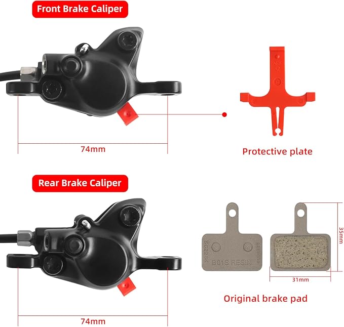 BR-BL-MT200 MTB Hydraulic Disc Brakes Set Left Front 800mm Right Rear 1550mm Mountain Bike Hydraulic Brake Mountain Bike Bicycle Disc Brake 2 Piston