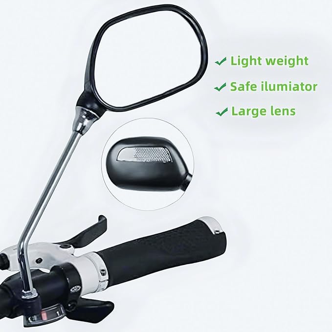 2pcs Bike Mirror Handlebar Mount 360° Adjustable, Wide Rear View Mirror Bicycle Mirrors for Handlebars with Scratch Resistant Glass,Large Wide Angl Bike Rear View Mirror for Motorcycle,Bike Accessory