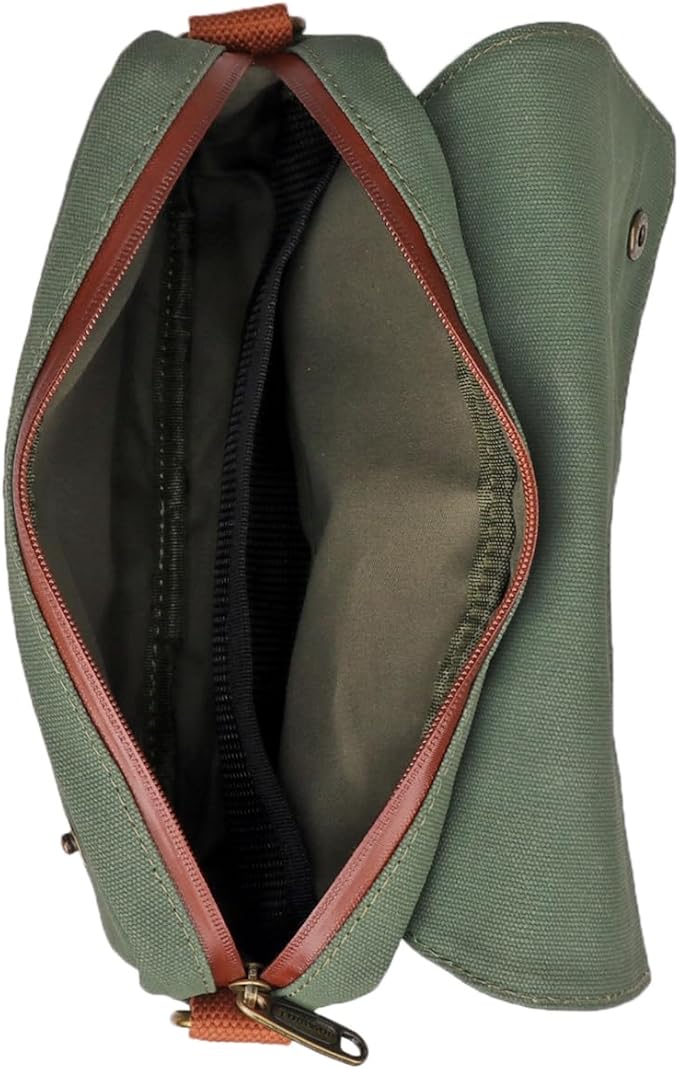 TOURBON Bike Bag Waxed Canvas Bicycle Handlebar Bag Zipper Closure Pouch Crossbar Front Frame Basket Cycling Saddebag Under Seat Strap-on Rear Rack Pannier (Green)