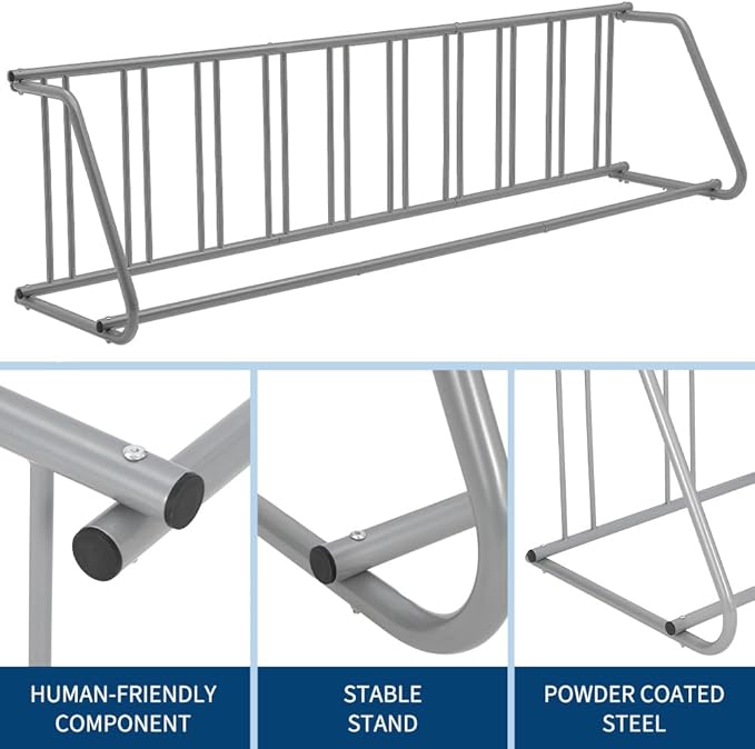 Floor Bike Rack,Sigle-Side 10-Bike Rack 122"L,Grid Bike Rack In Ground,Freestanding Bicycle Floor Parking Stand,Stand Bike Racks for Garages Streets Yards Bike Events