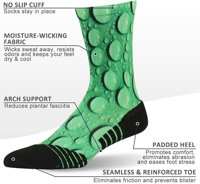HUSO Cycling Socks for Men Women, Novelty Bike Socks Fun Running Basketball Athletic Crew Socks 3, 4, 7 Pairs