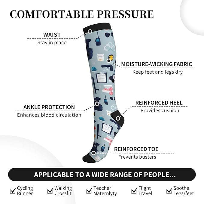 bassyil Compression Socks for Women & Men Circulation 15-20 mmHg Knee High Best Support for Nurses Travel Running Athletic