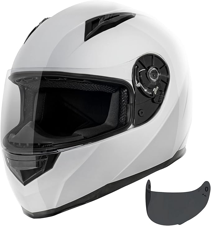 VCAN VX Lightweight Full Face Motorcycle Street Bike Helmet with Extra Tinted Visor, Coolmax Technology & OTG Ready, DOT Approved