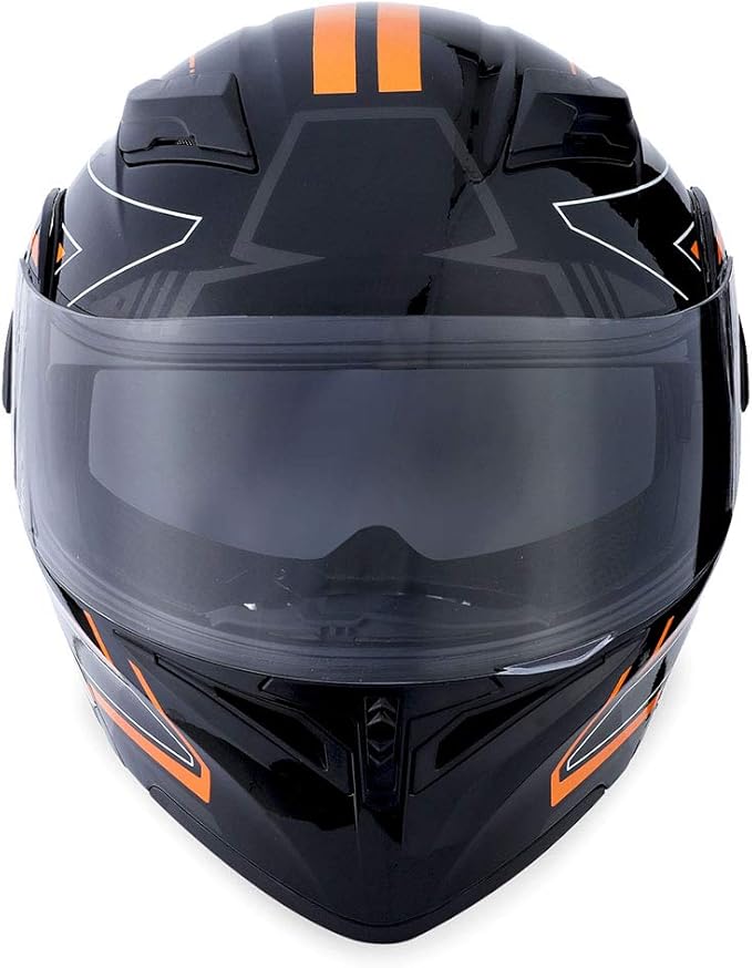 1Storm Motorcycle Modular Full Face Helmet Flip up Dual Visor Sun Shield: HB89 Arrow Orange