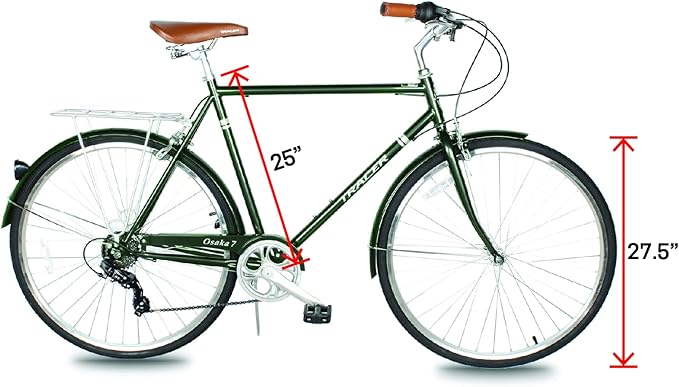 Tracer Osaka Hybrid Bikes, Steel Frame, Shimano Nexus Inter 3/7 Speed, Brown Seat Brown Grips, Road Bike, City Bike, Multiple Colors