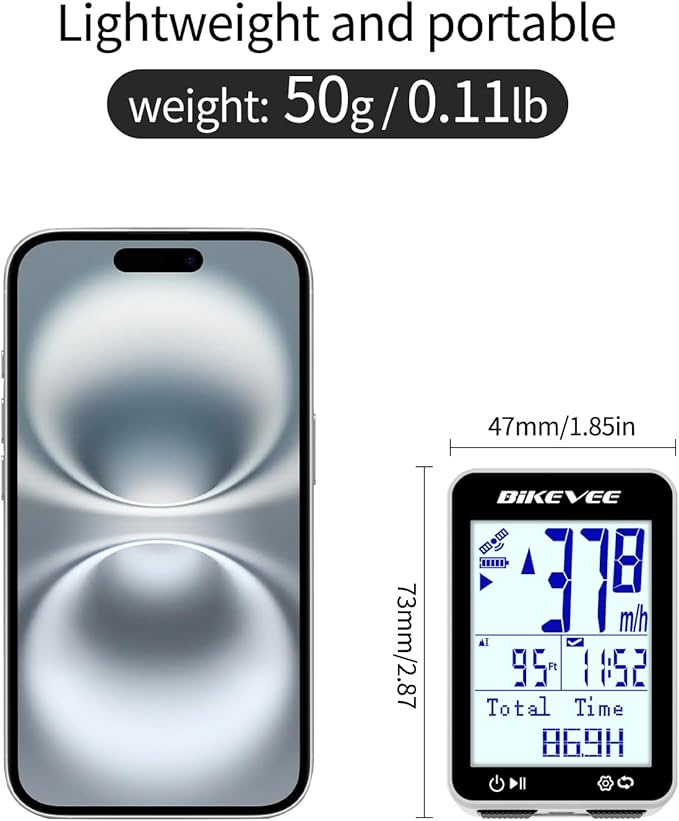 GPS Speedometer & Odometer - Wireless Bike Computer, Auto Start/Stop, Auto Backlight, IPX7 Waterproof, 2.4" LCD, Cycling Tracker in MPH & KM/H