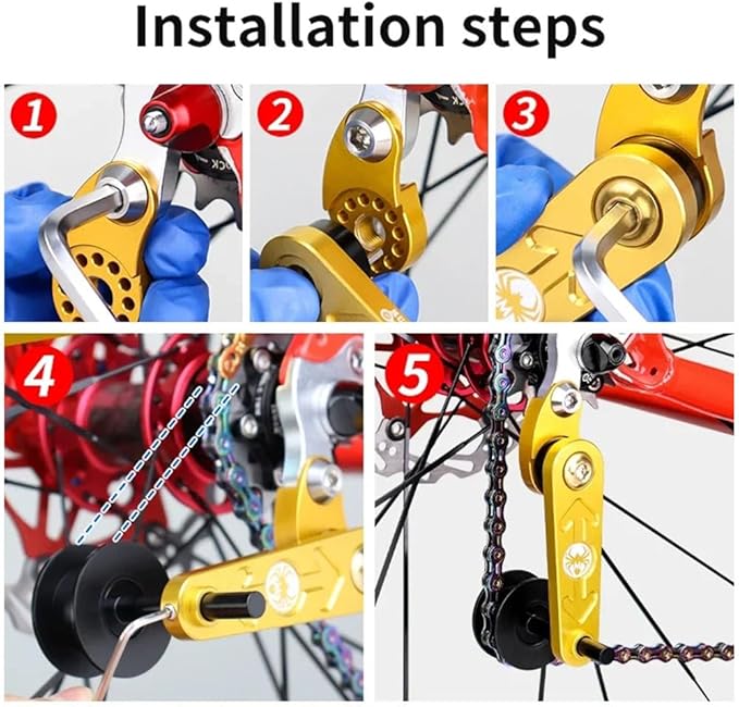 Bike Single Speed Chain Tensioner,Aluminum Alloy Bike Chain Tensioner Bicycle Single Speed Adjuster Tensioner for MTB Road Bicycle Tensioner Tool