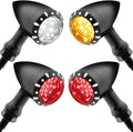 Motorcycle Bullet LED Turn Signal Kit – Front White/Amber & Rear Red/Brake/Amber Lights, Zinc Alloy Housing, M10 Universal Fit for Cruiser Bobber Chopper Custom Bikes (Black-Front+Rear)