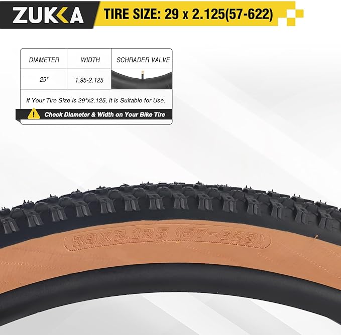 ZUKKA Bike Tire 20/24/26/27.5/29 x 2.125 Bike Tire 2 Pack Mountain Bike Tire Folding Replacement Tire for MTB Mountain Bike, Kids