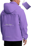 Men's Rain Jacket Waterproof Windproof Breathable for Hiking Cycling Commuting with Hood & Pockets