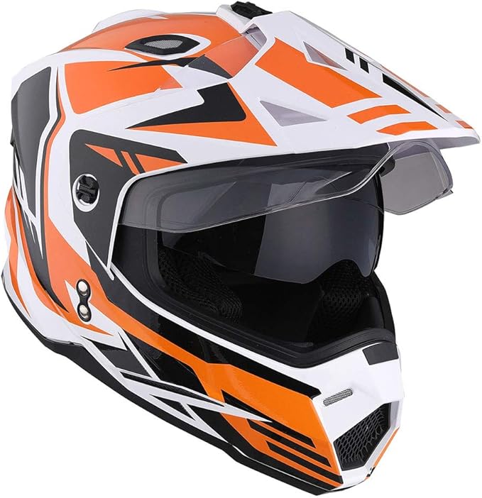 1Storm Dual Sport Motorcycle Motocross Off Road Full Face Helmet Dual Visor: HF802