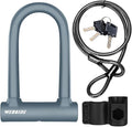 Bike Lock - Heavy Duty Anti Theft Bike U Lock with 5ft Security Steel Cable - 17mm Shackle Bicycle U-Locks with Keys & Sturdy Mounting Bracket for Road, Mountain, Electric Bike