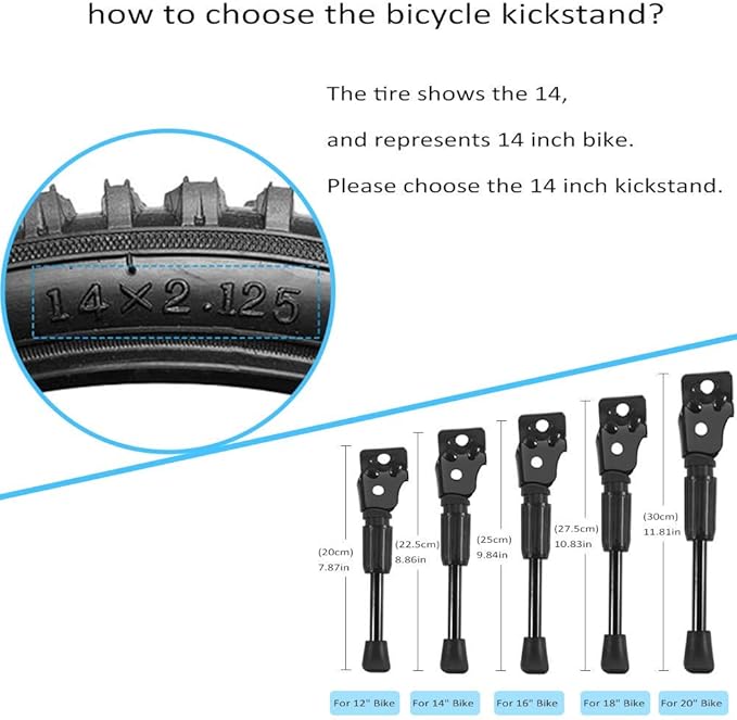 Bike Kickstand for 12 14 16 18 20 Kids Bike Stand Bicycle Support Rack (For 12" bike)